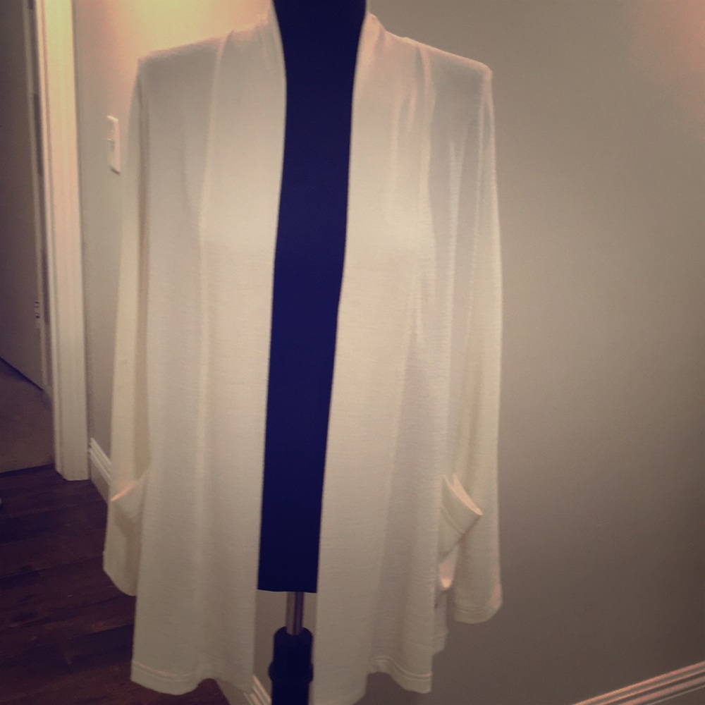 White cardigan sweater